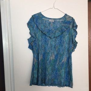 SNAZZIE WOMEN BLOUSE.  SIZE XXL.  COLOR:  BLACK, BLUE AND WHITE